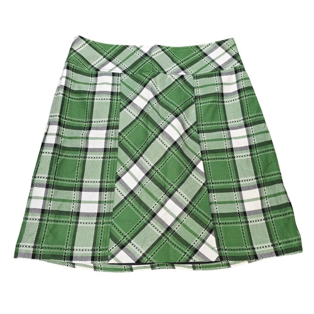 Vintage Tailor B. Moss Clothing Co. Plaid Mini Skirt Women's Size 6 Green Lined